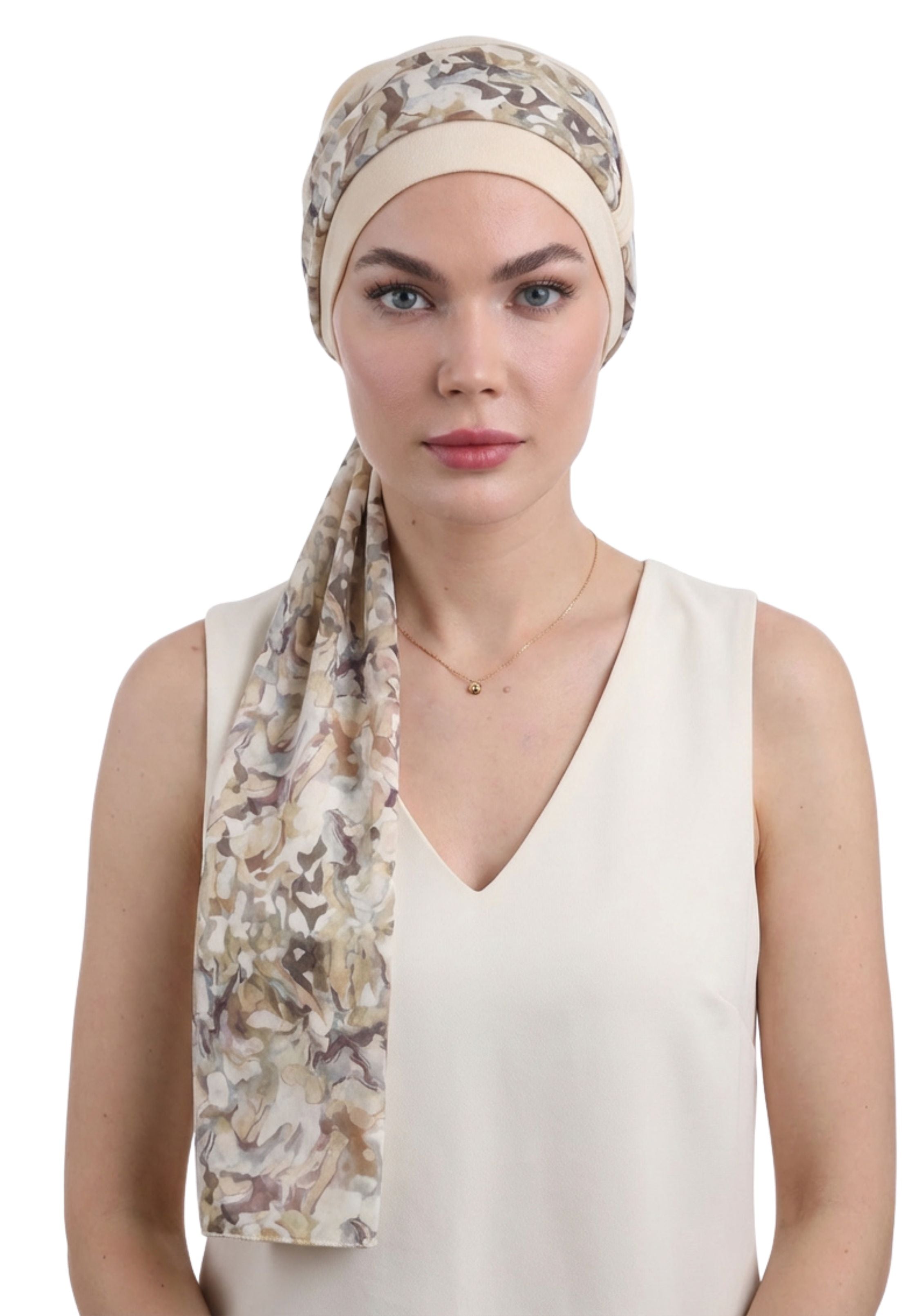 EmpowerWrap Headwear - Bamboo Cap with Attached Scarf