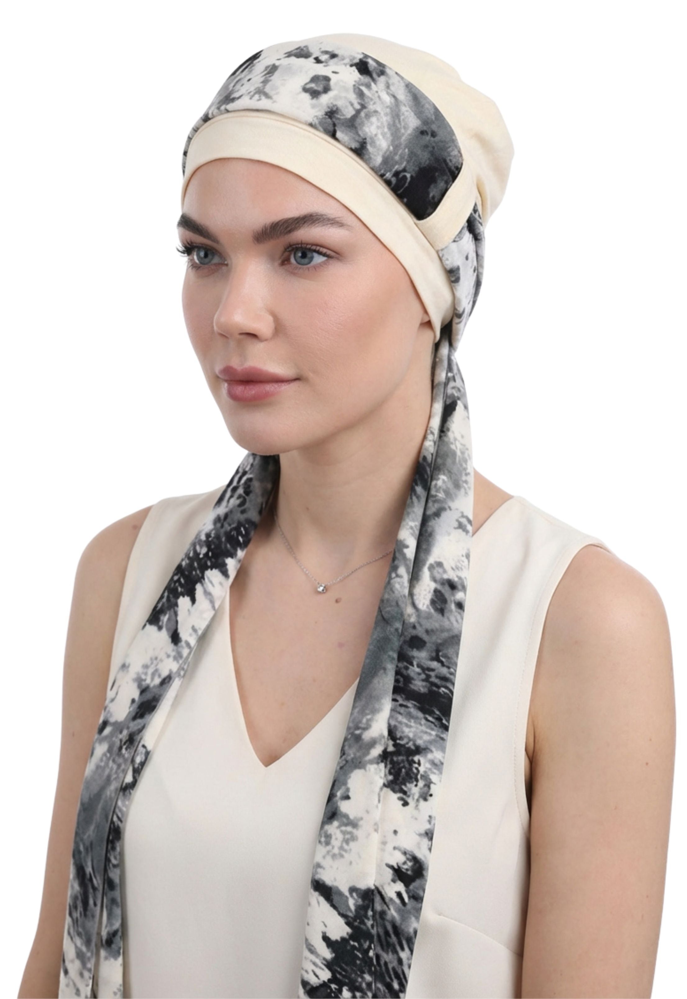 EmpowerWrap Headwear - Bamboo Cap with Attached Scarf