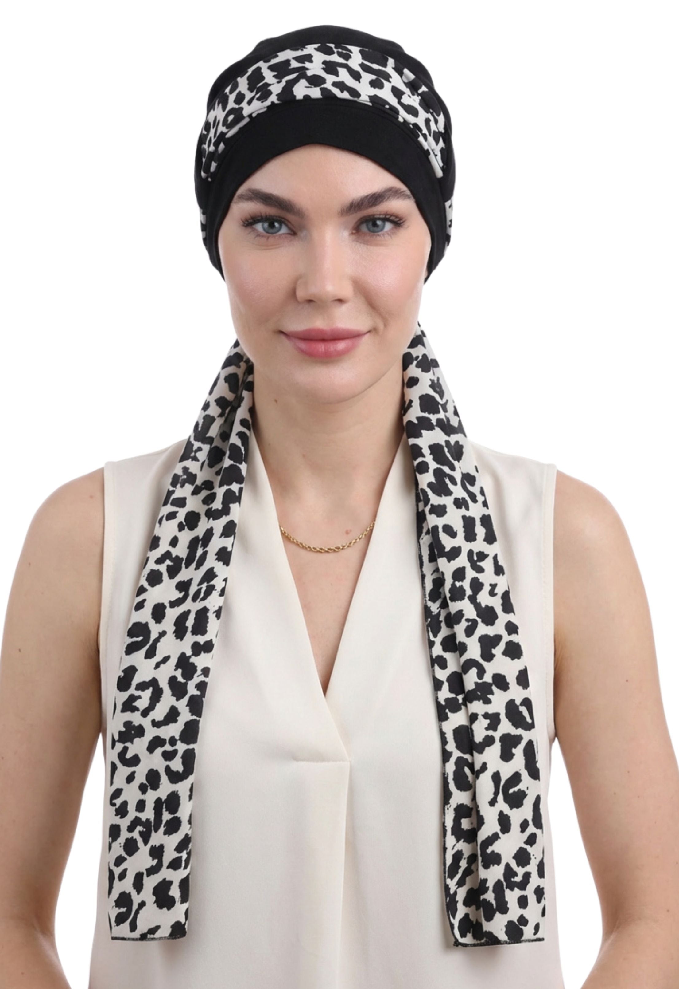 EmpowerWrap Headwear - Bamboo Cap with Attached Scarf