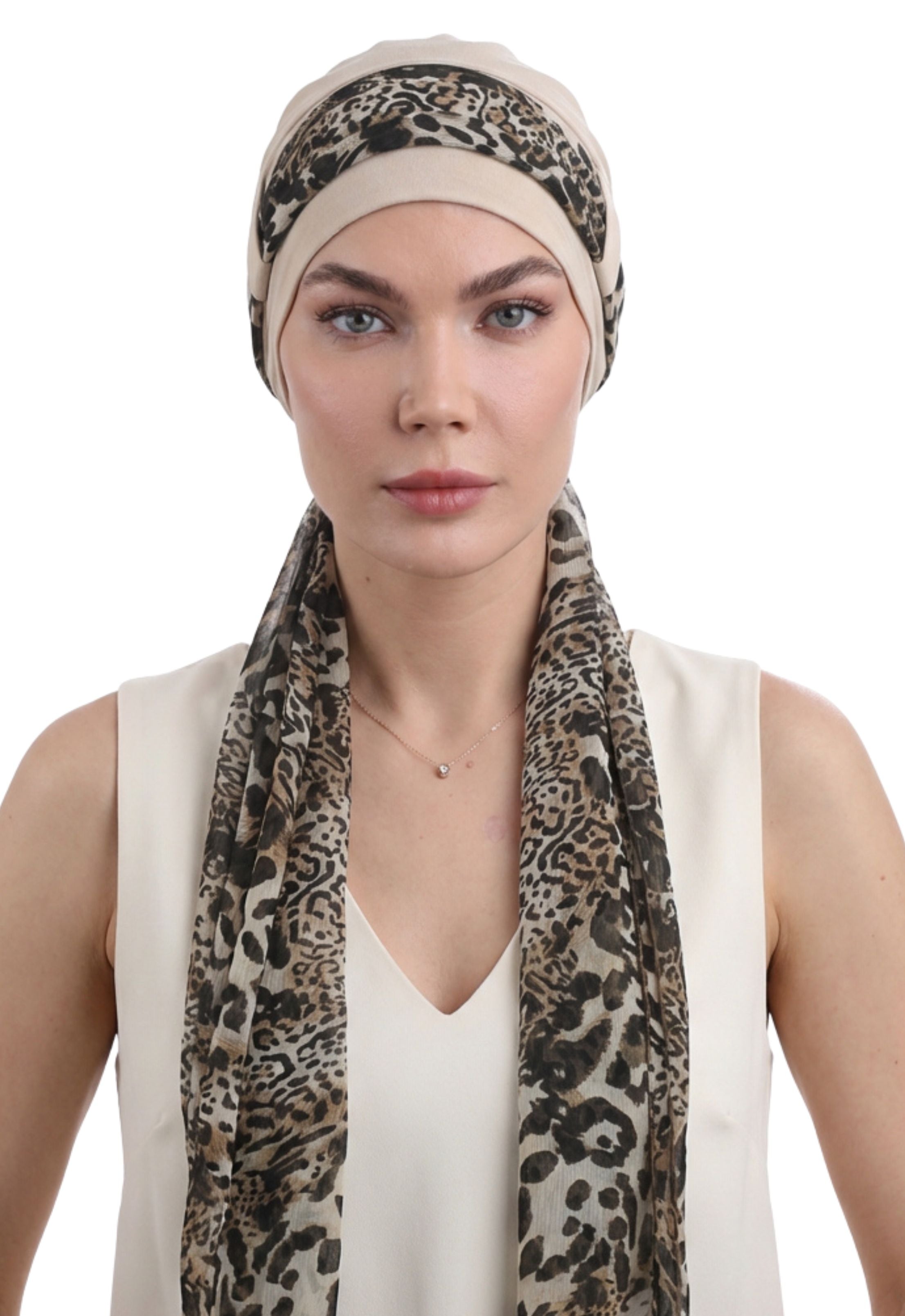 EmpowerWrap Headwear - Bamboo Cap with Attached Scarf