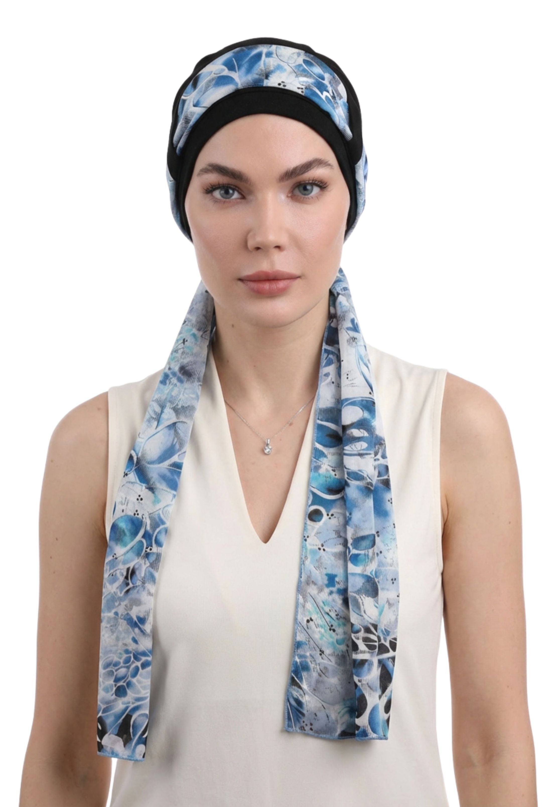 EmpowerWrap Headwear - Bamboo Cap with Attached Scarf