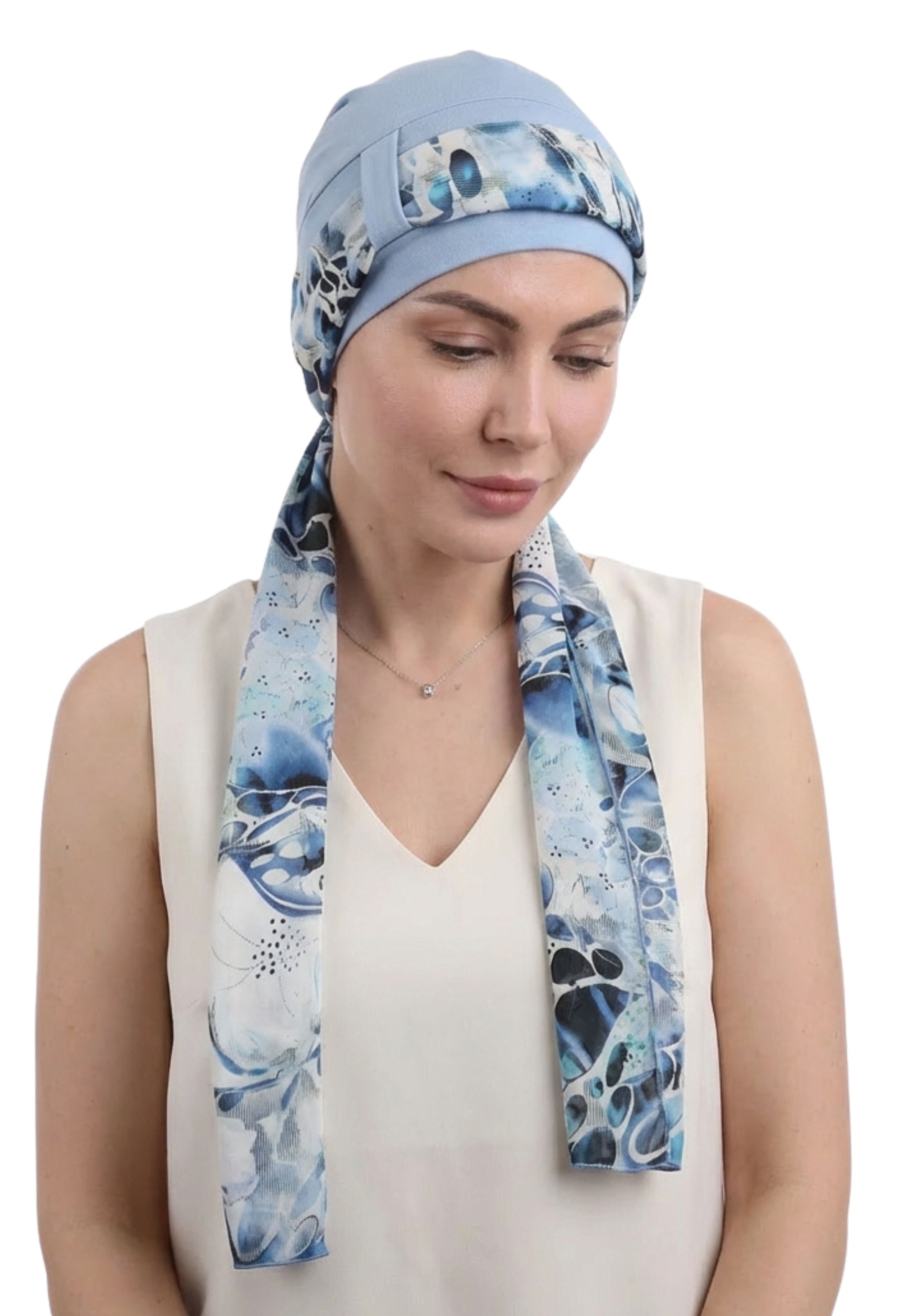 EmpowerWrap Headwear - Bamboo Cap with Attached Scarf