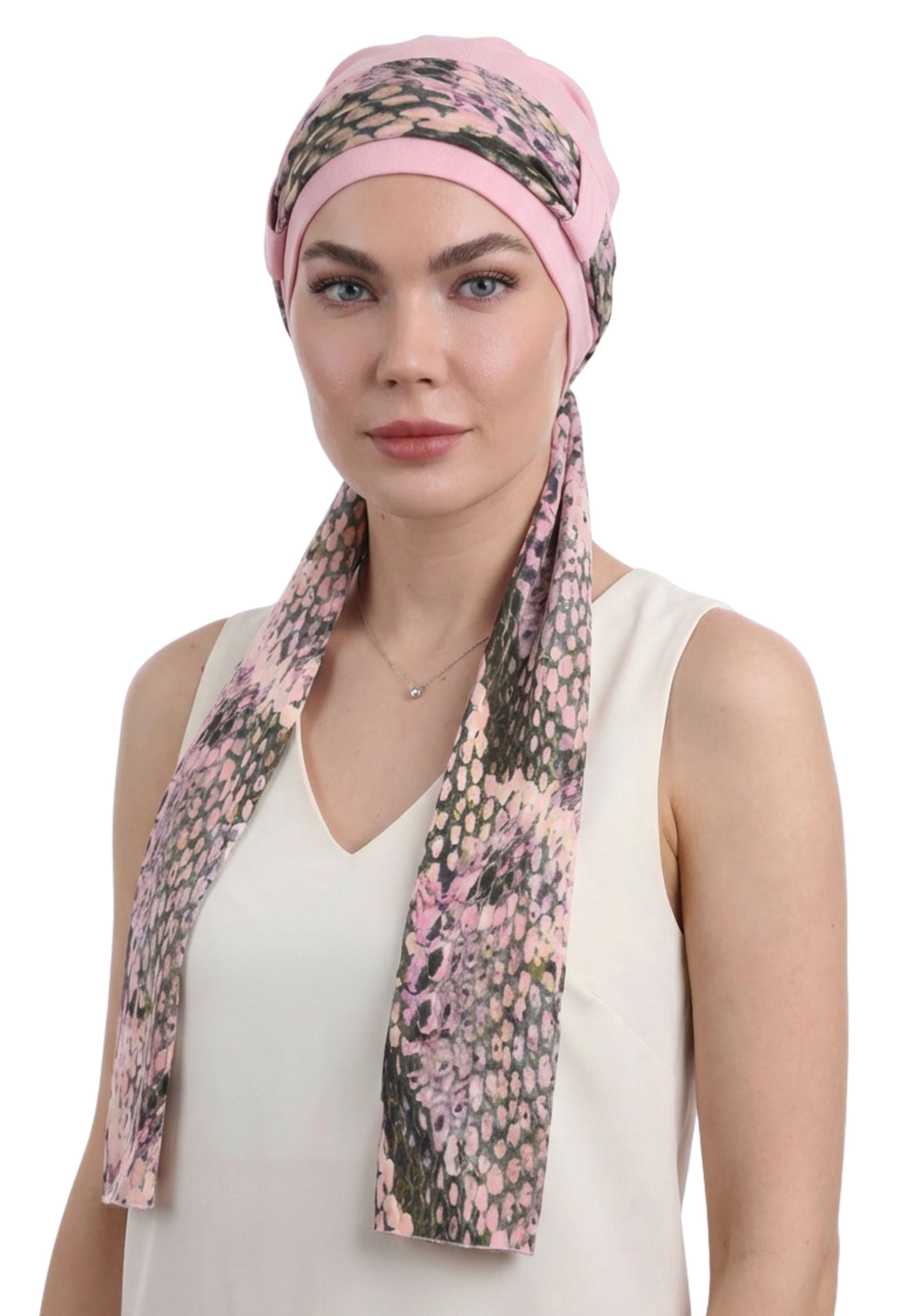 EmpowerWrap Headwear - Bamboo Cap with Attached Scarf