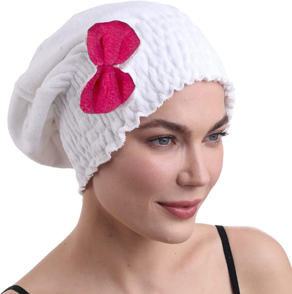 Deresina Hair Towel Cotton Cap (Bow Jazzberry)