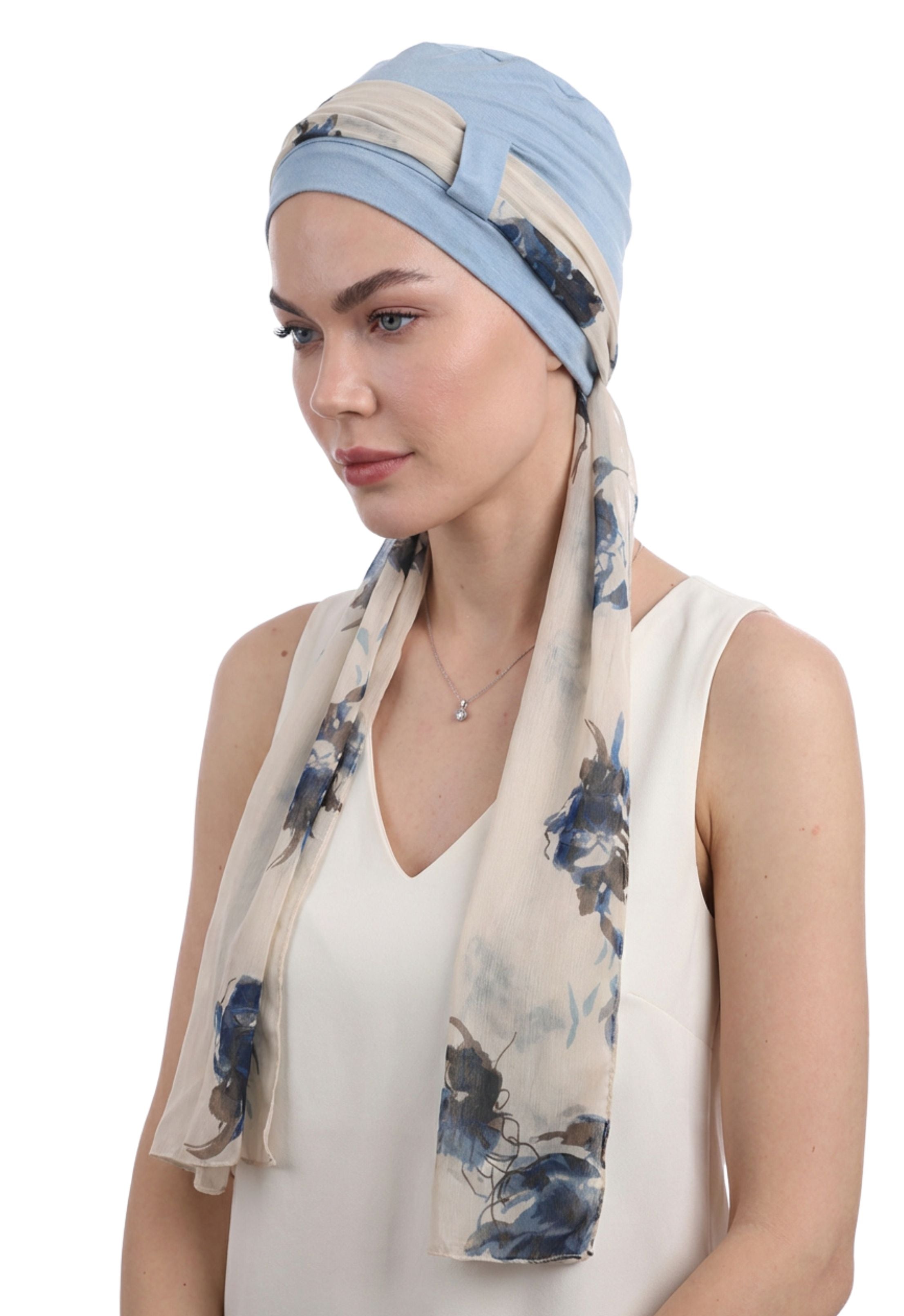 EmpowerWrap Headwear - Bamboo Cap with Attached Scarf