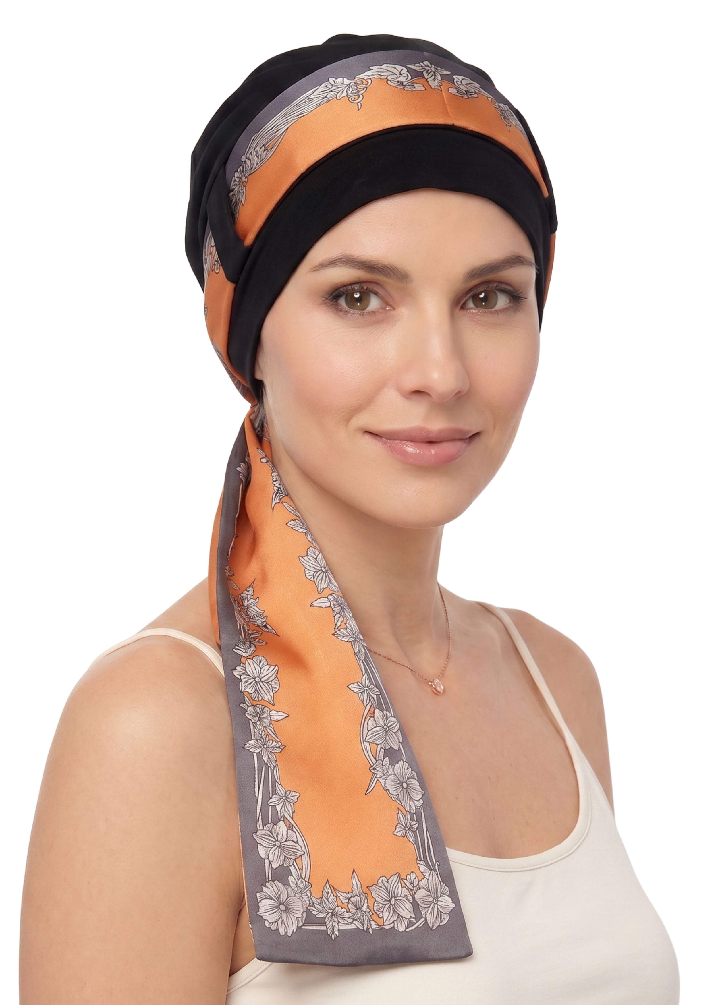 EmpowerWrap Headwear - Bamboo Cap with Attached Scarf