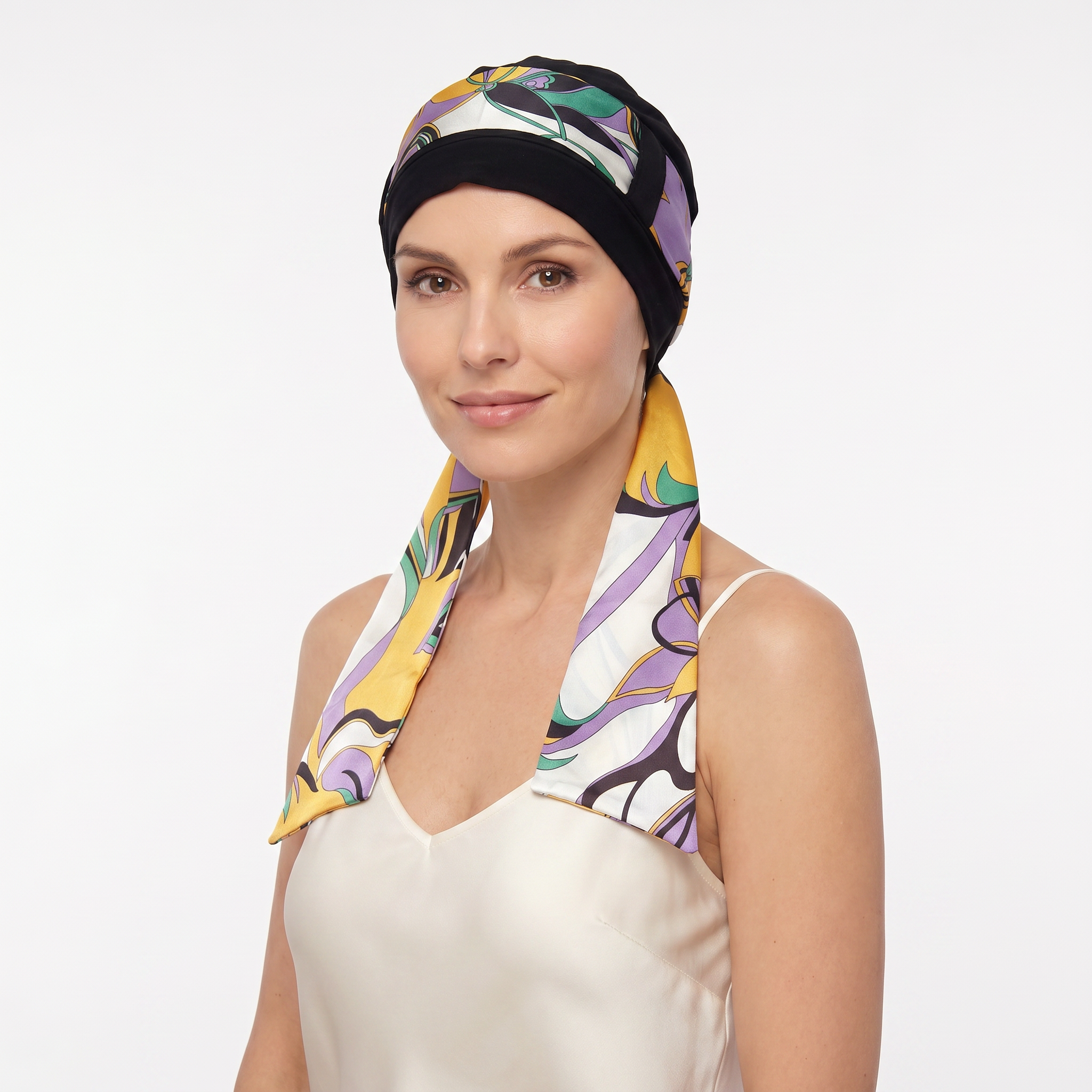 EmpowerWrap Headwear - Bamboo Cap with Attached Scarf