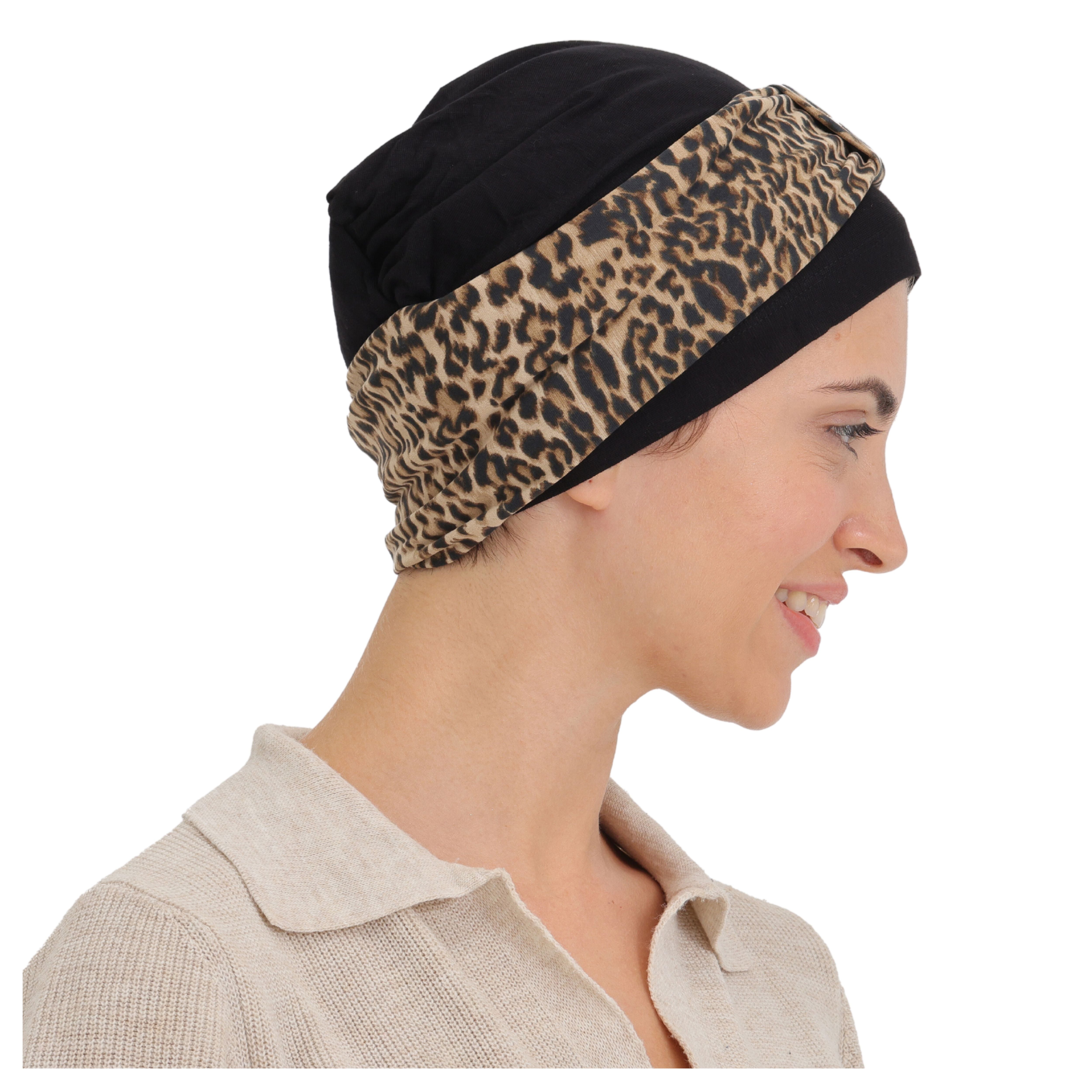 Extra Wide Crossed Headband with Cap - 2 in 1