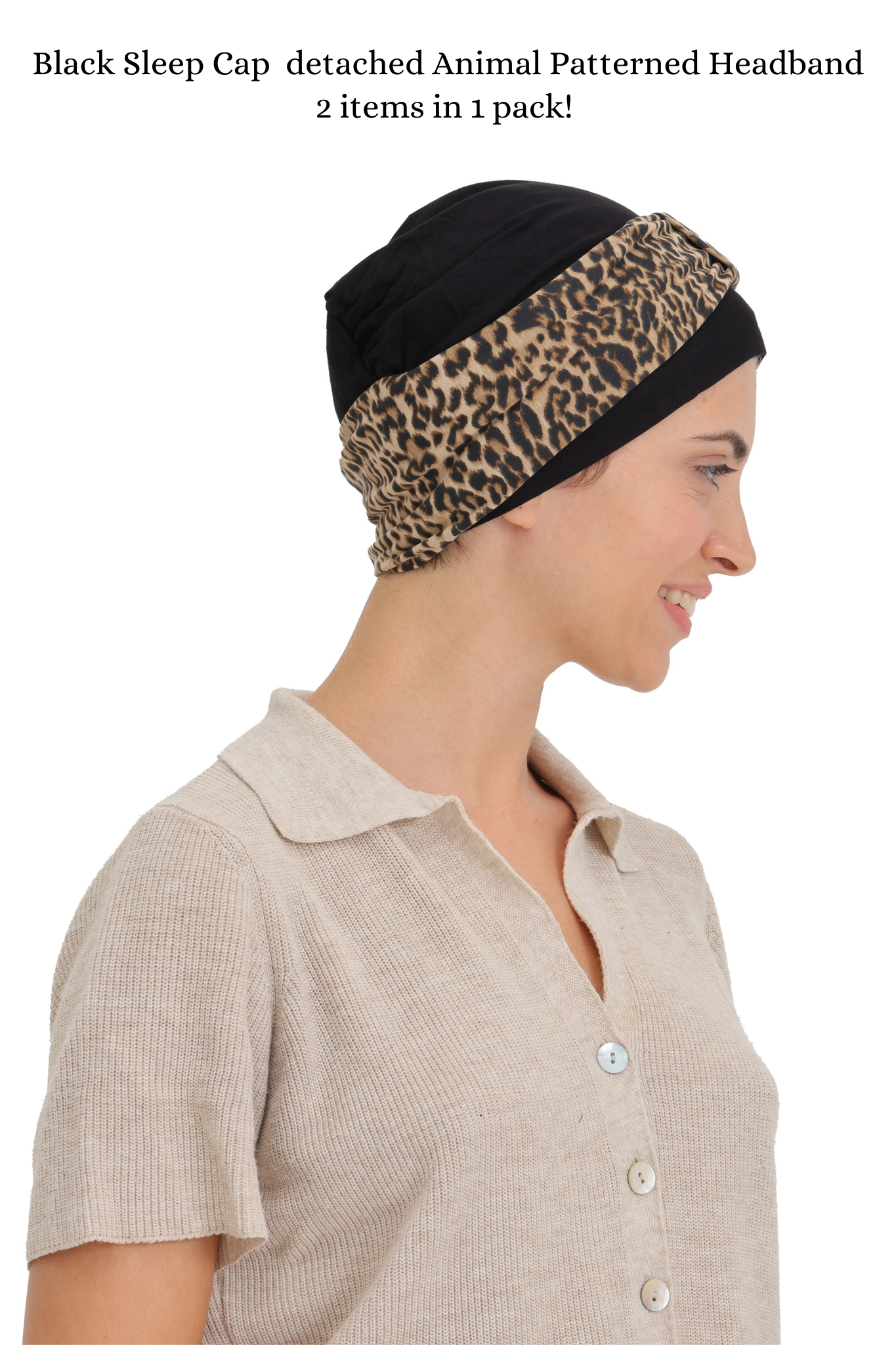 Extra Wide Crossed Headband with Cap - 2 in 1