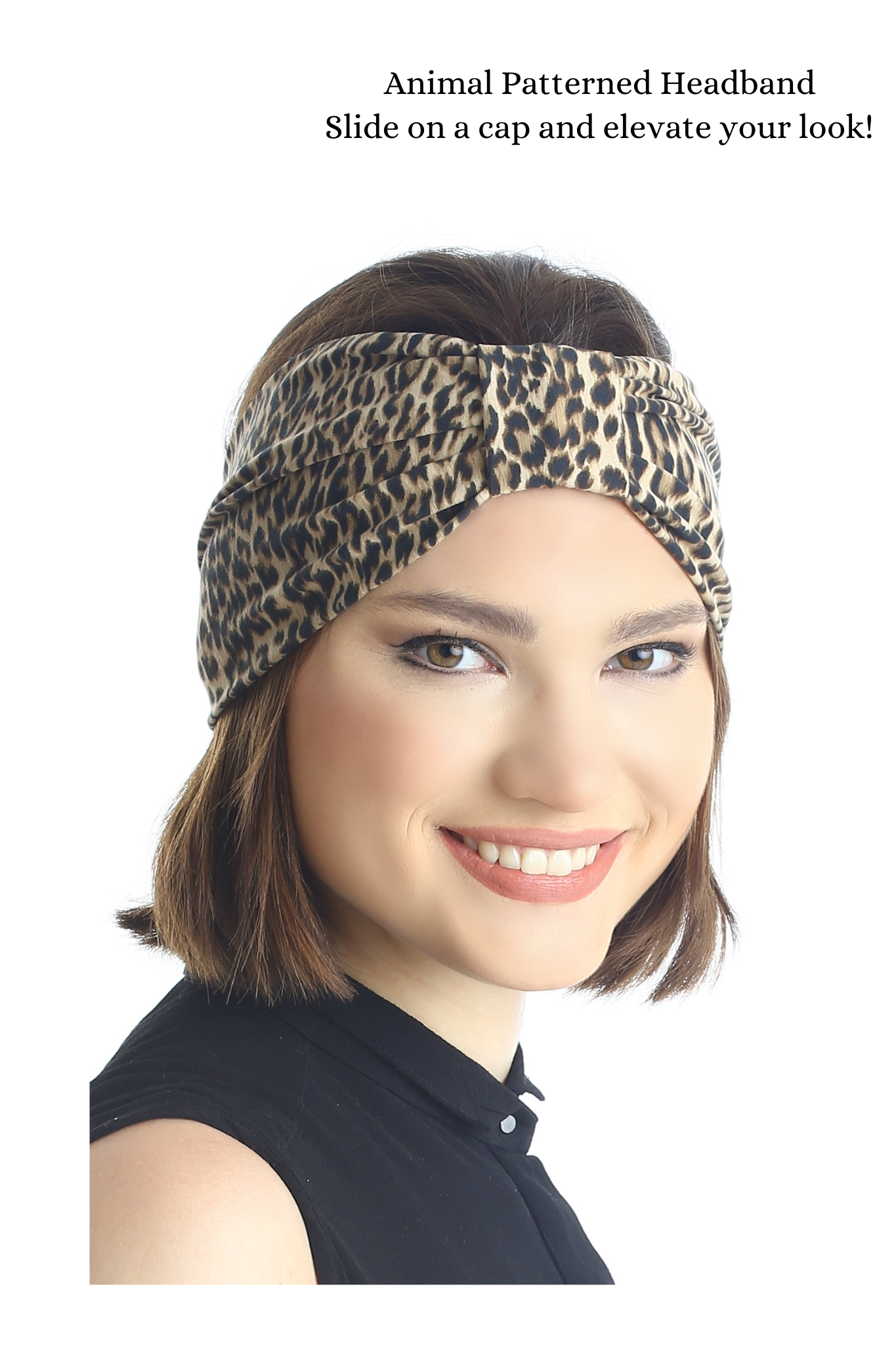 Extra Wide Crossed Headband with Cap - 2 in 1