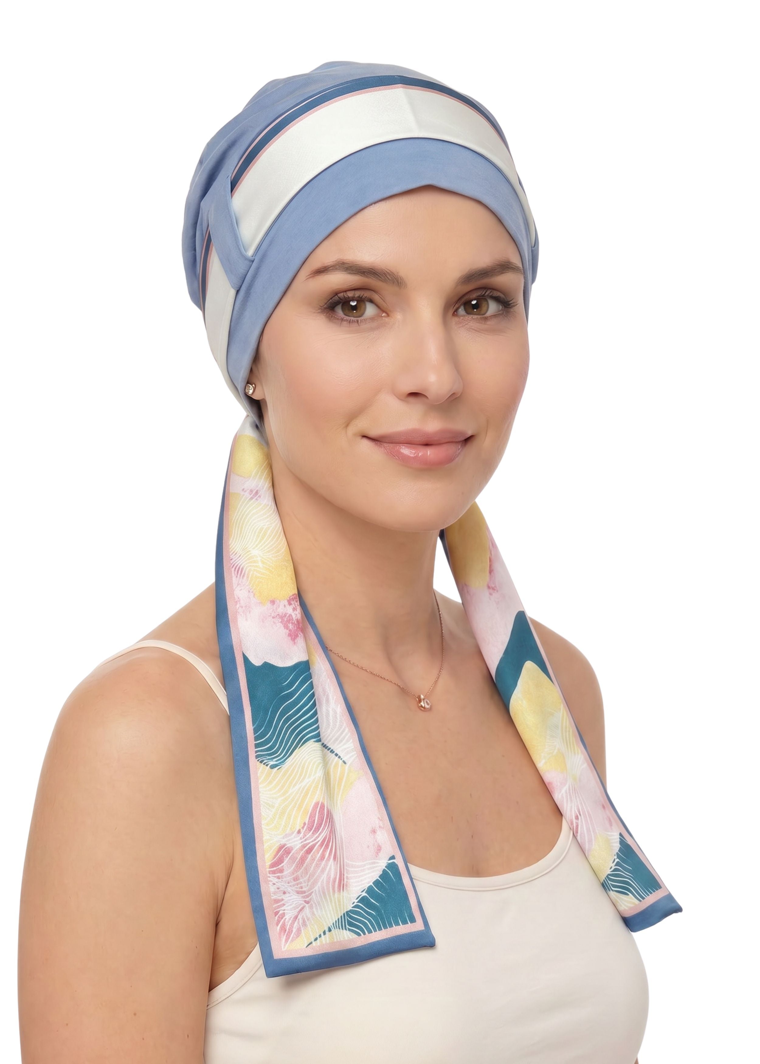 EmpowerWrap Headwear - Bamboo Cap with Attached Scarf