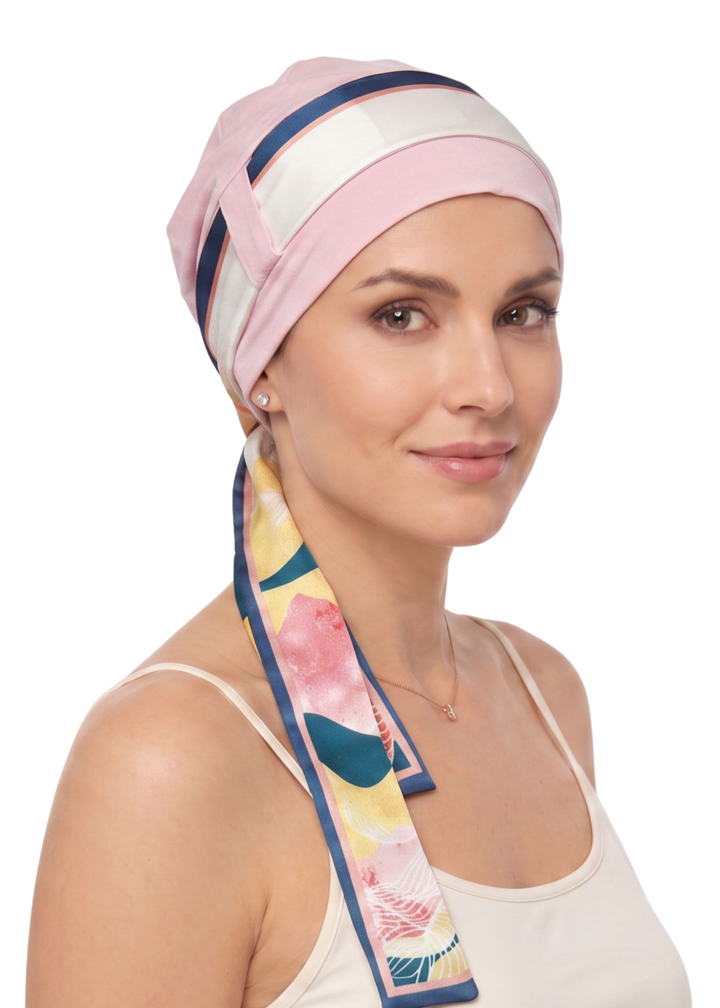 EmpowerWrap Headwear - Bamboo Cap with Attached Scarf