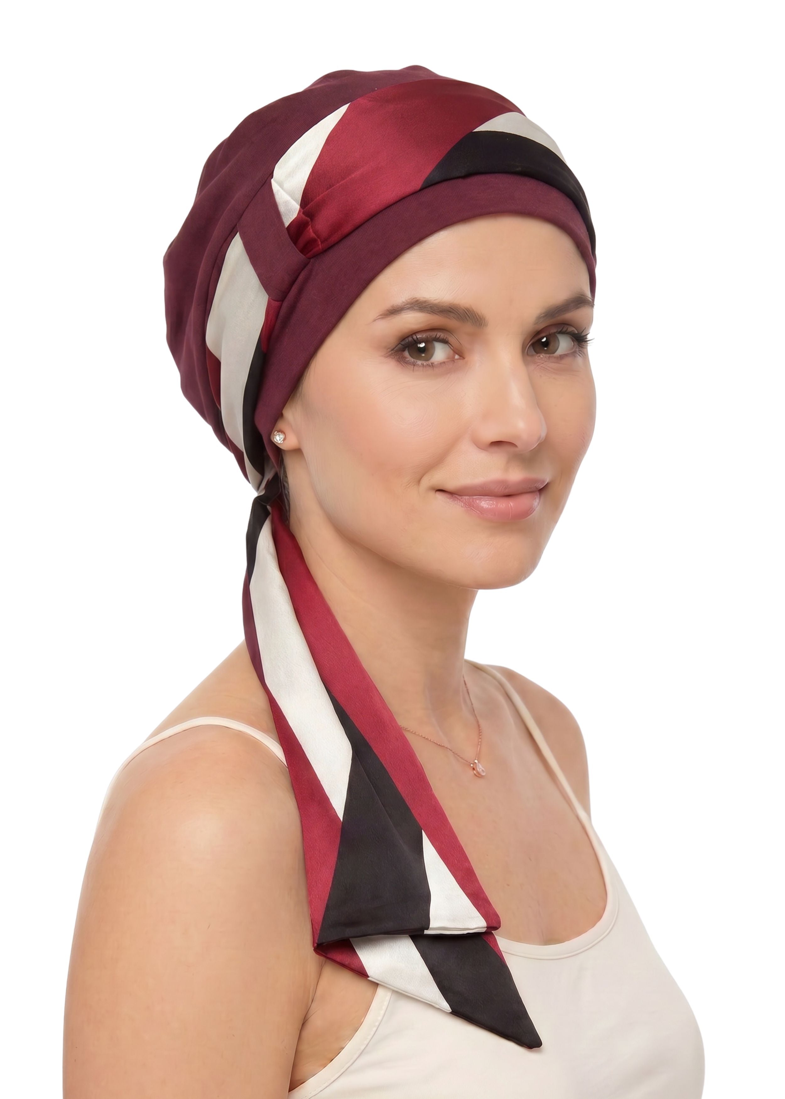 EmpowerWrap Headwear - Bamboo Cap with Attached Scarf