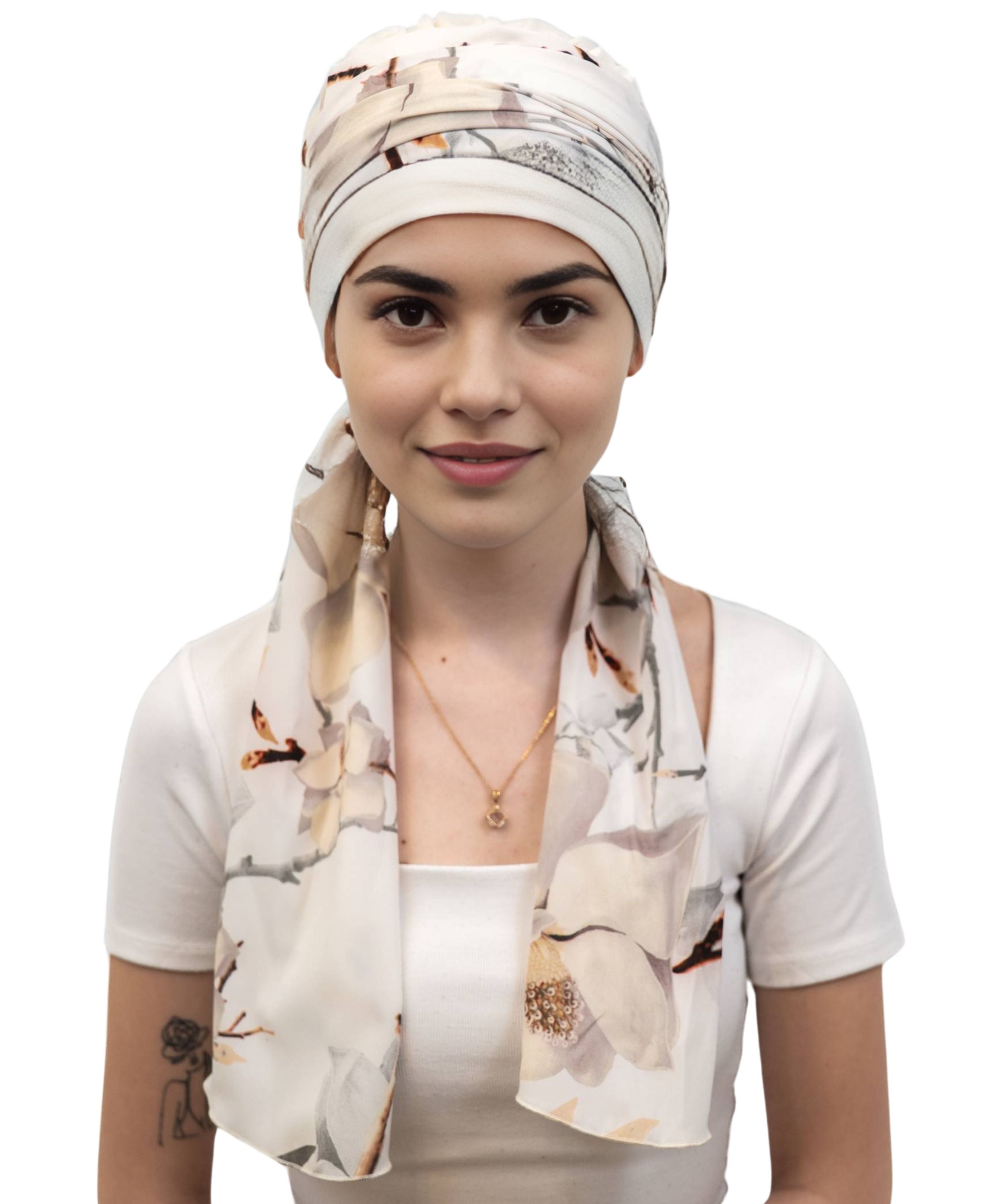 Sunrise Cap with Attached Scarf