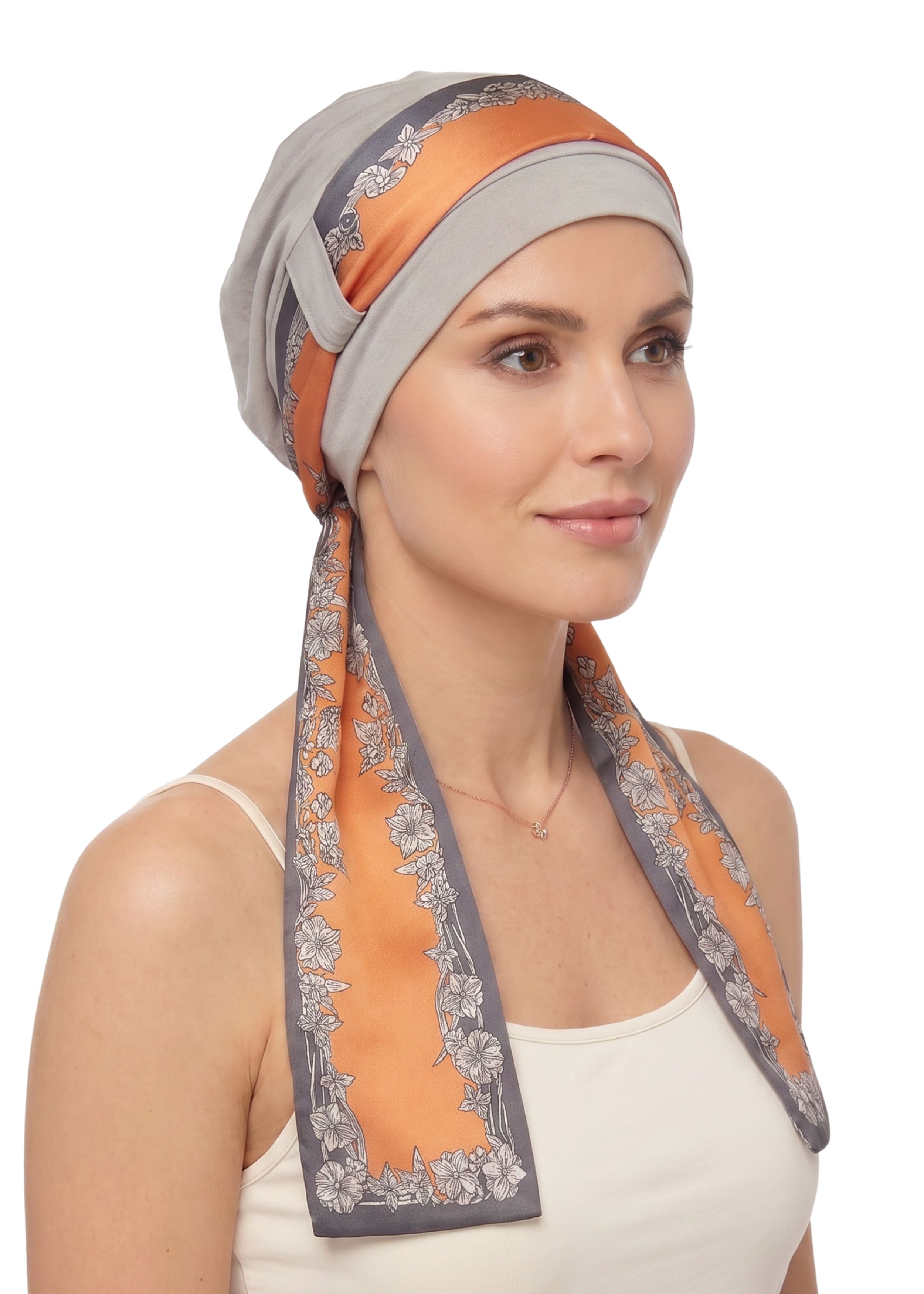EmpowerWrap Headwear - Bamboo Cap with Attached Scarf