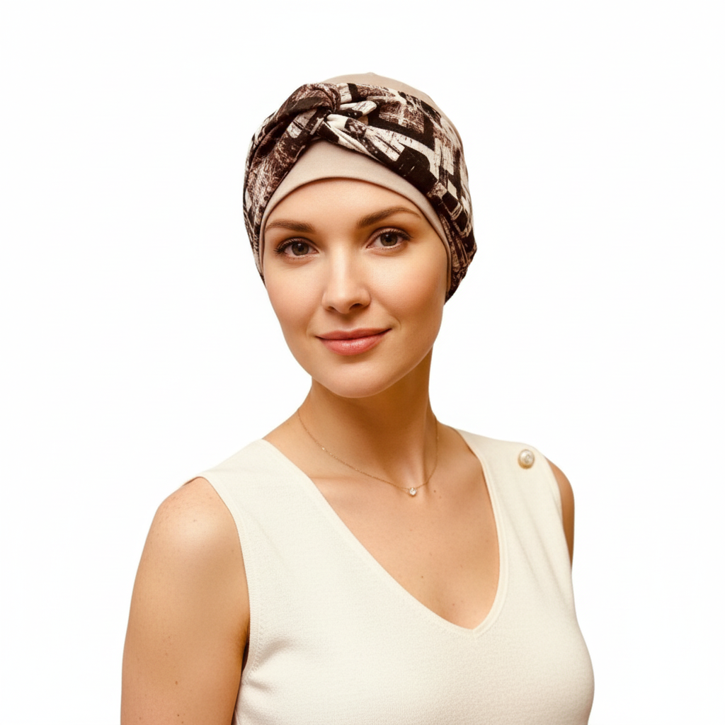 Taupe Cap with Mocha Headband