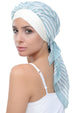 Deresina W cap with attached chemo headscarf style29 cream seagreen