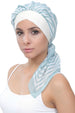 Deresina W cap with attached chemo headscarf style29 cream seagreen