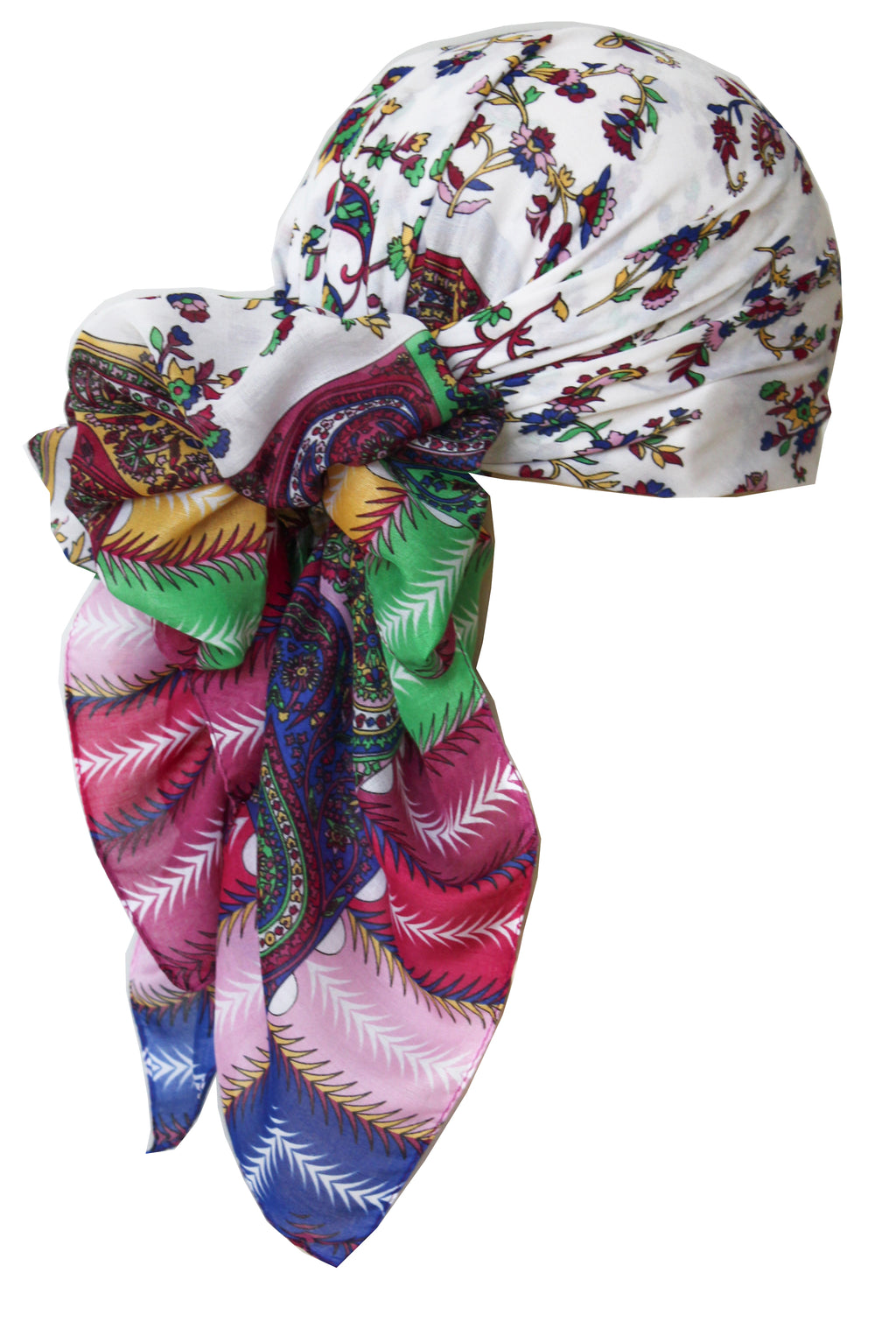 Everyday Square Headscarf- 6008 Cream Fuschia Mozaik