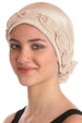 Deresina Shirred  beaded chemo headwear beige beige