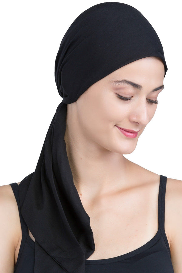 Deresina Easy tie chemo headscarf plain black 40