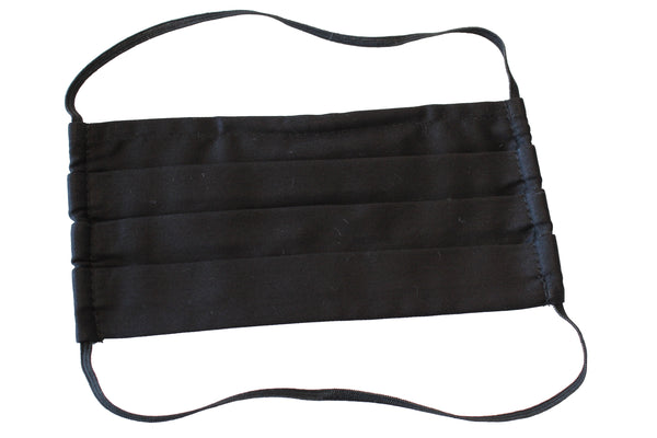 Waschbare, wiederverwendbare, 2-lagige, plissierte Gesichtsmaske aus Baumwolle mit unsichtbarem Nasendraht, mittel bis groß, schwarz, verstellbar