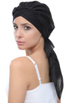 Deresina W cap with attached chemo headscarf style25 black