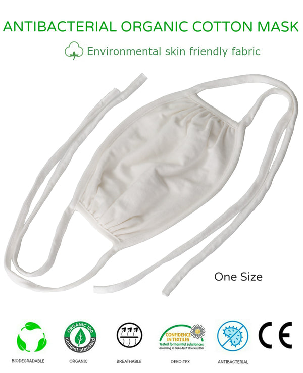 Unisex waschbare wiederverwendbare 2-lagige antibakterielle Bio-Baumwoll-Gesichtsmaske zum Aufbinden, Einheitsgröße