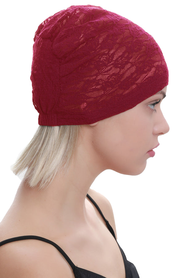 Lace Essential Cap For Hair Loss - Burgundy