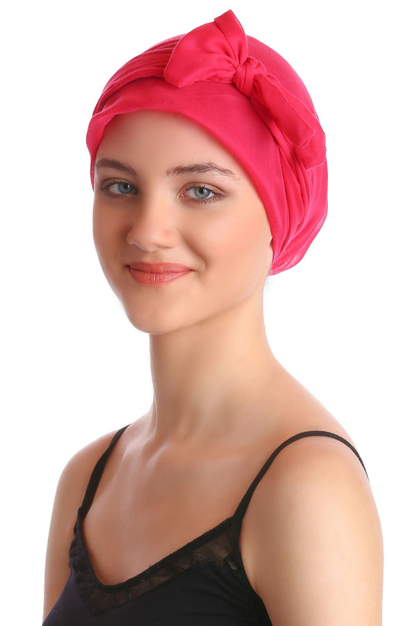 Deresina Easy tie organic chemo headscarf fuschia