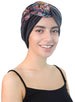 Kopfbedeckung mit Blattgold-Paisley-Print, verdrehter Vorderseite und grauer Samtkante, neues Design (Grau)
