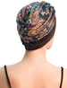 Kopfbedeckung mit Blattgold-Paisley-Print, verdrehter Vorderseite und grauer Samtkante, neues Design (Grau)