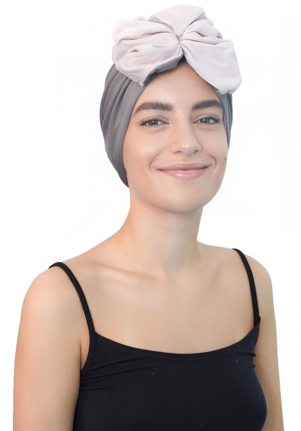 VestaBloom Headwear- (Grey - Powder Pink)