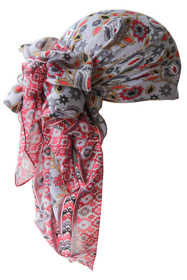 Everyday Square Head Scarf - Grey in all-over print