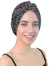 Lace Fabric Turban Animal Printed Twisted Front Summer Headwear New Design (Brown-Beige)