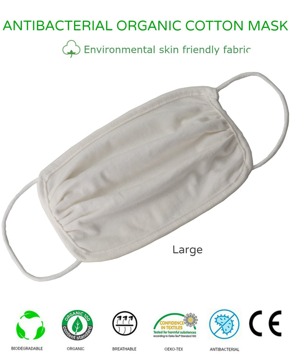 Unisex Washable Reusable 2Ply Antibacterial Organic Cotton Face Mask-LARGE