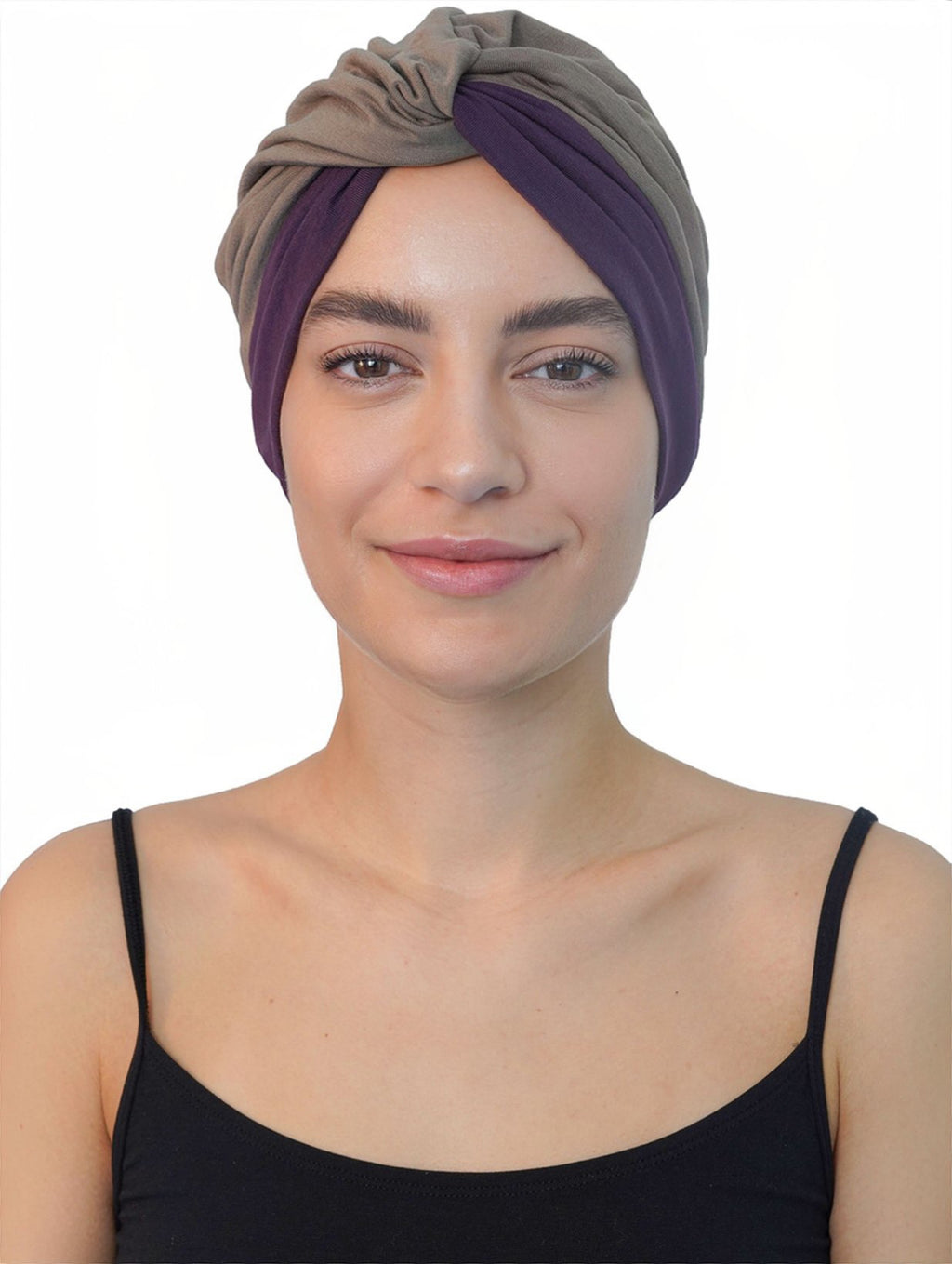 Twisted Front Turban - (Mink - Mulberry)