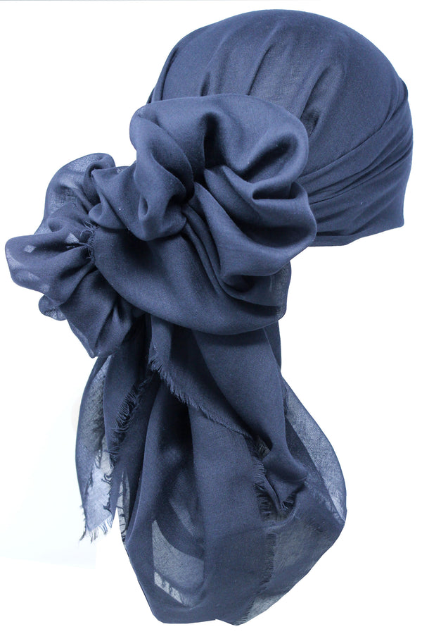 Ultra Soft Head Scarf - Navy with Edges