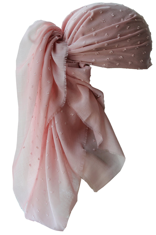 Special Fringed Trim Square Headscarf- T Weeny Soft Pink