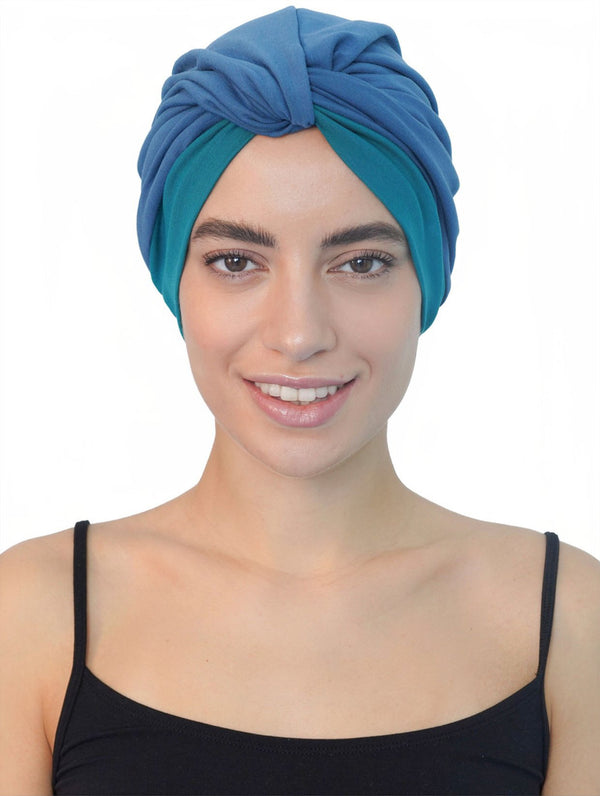 Twisted Front Turban - (Caroline Blue - Teal)