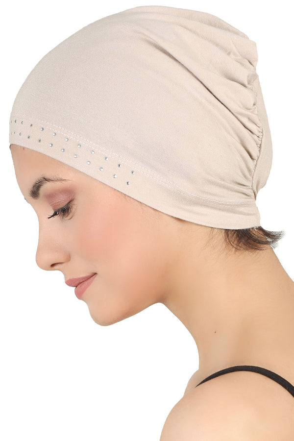 Jeweled Front Essential Cap - Taupe