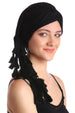Cotton Headwrap - Black with Tassel