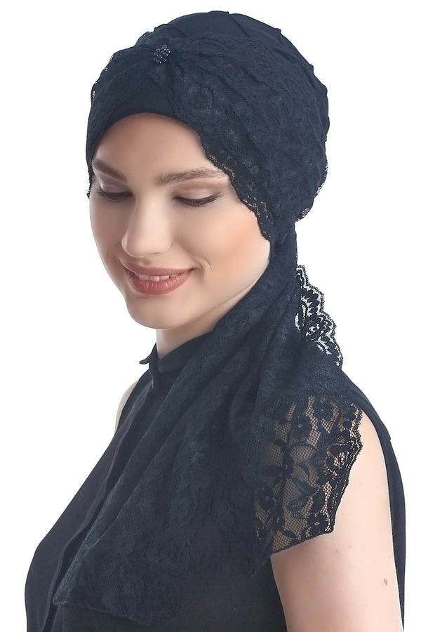 Deresina diamond patterned chemo turban black black