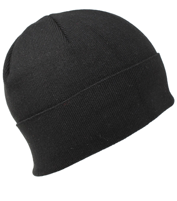 Men Knit Hat - Black Full Fleeced Beanie