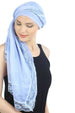 Pure Cotton Oversize Scarf with Lace Edges- Baby Blue