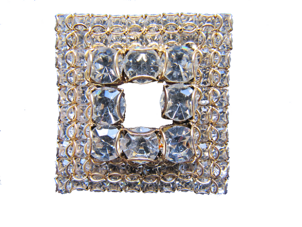 Quadratische Schalnadelbrosche aus Kristall