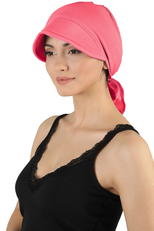 Tie Back Casual Pretty Hat - Coral Red