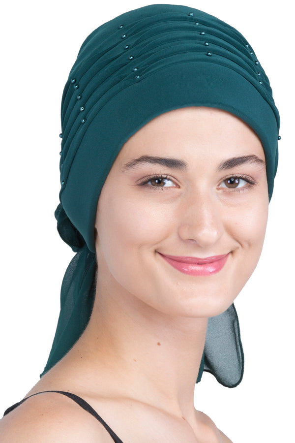 Gedrehte Plissee-Kopfbedeckung - Jadegrün