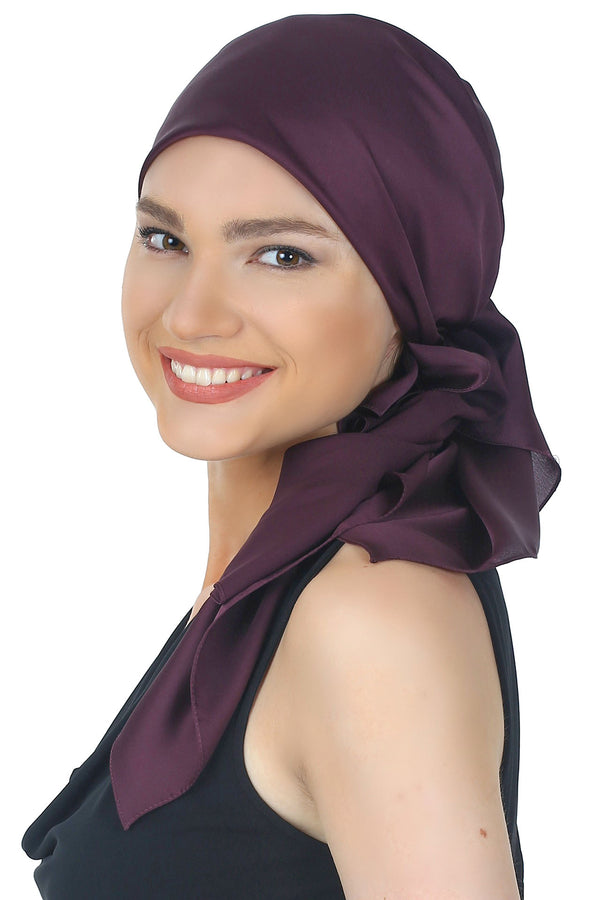Crepe Satin Luxurious HeadScarf - Maroon