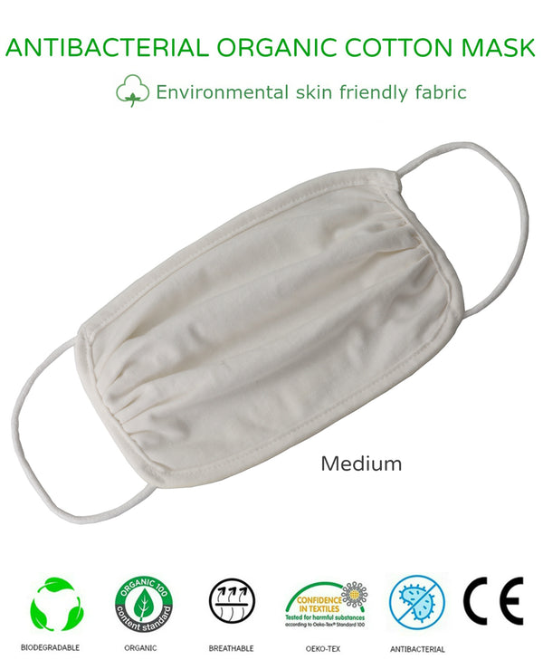 Unisex waschbare wiederverwendbare 2-lagige antibakterielle Gesichtsmaske aus Bio-Baumwolle-MEDIUM